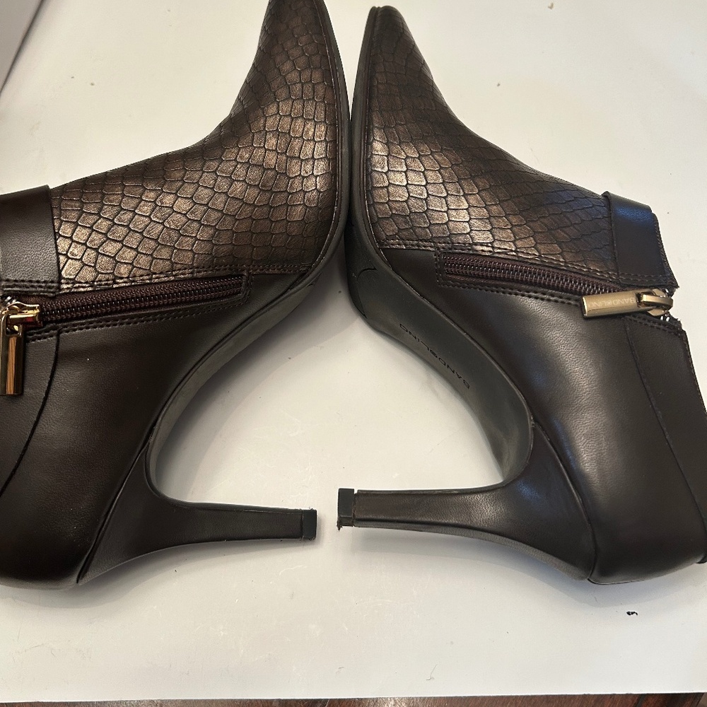 Brown/Bronze Snake Design Leather Boot Shoes